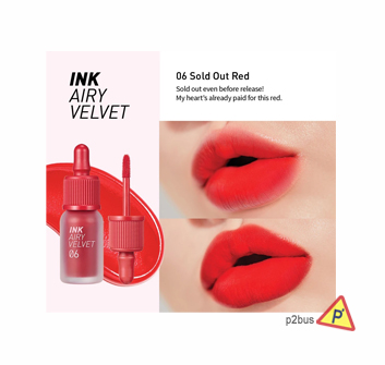 Peripera Ink Airy Velvet Lip Tint (06 Sold Out Red)